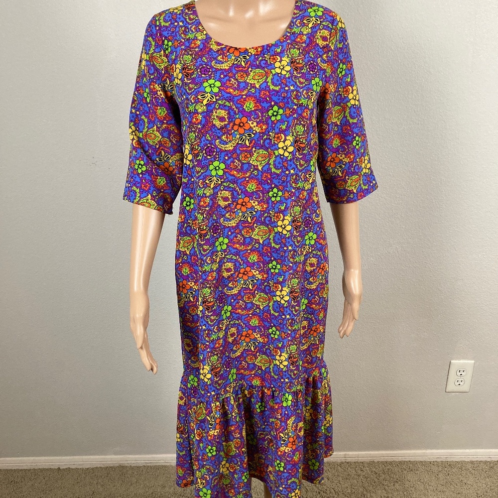 70's Style Retro Flower Boho Dress